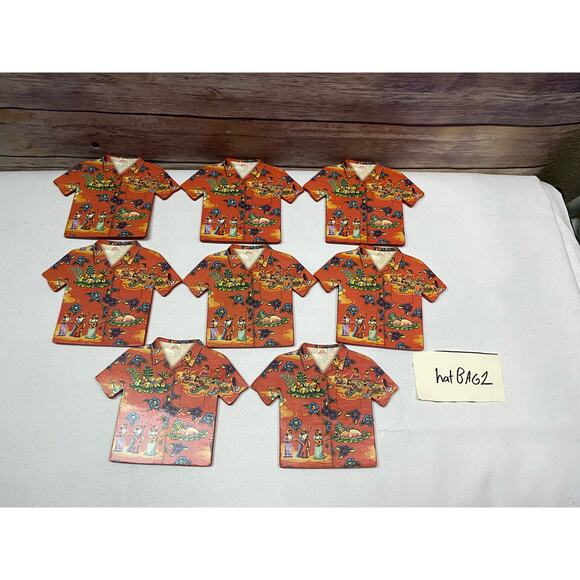 Set Of 8 Island Heritage Hawaiian Shirt Shaped Aloha Themed Cork Backed Coasters - Picture 3 of 13